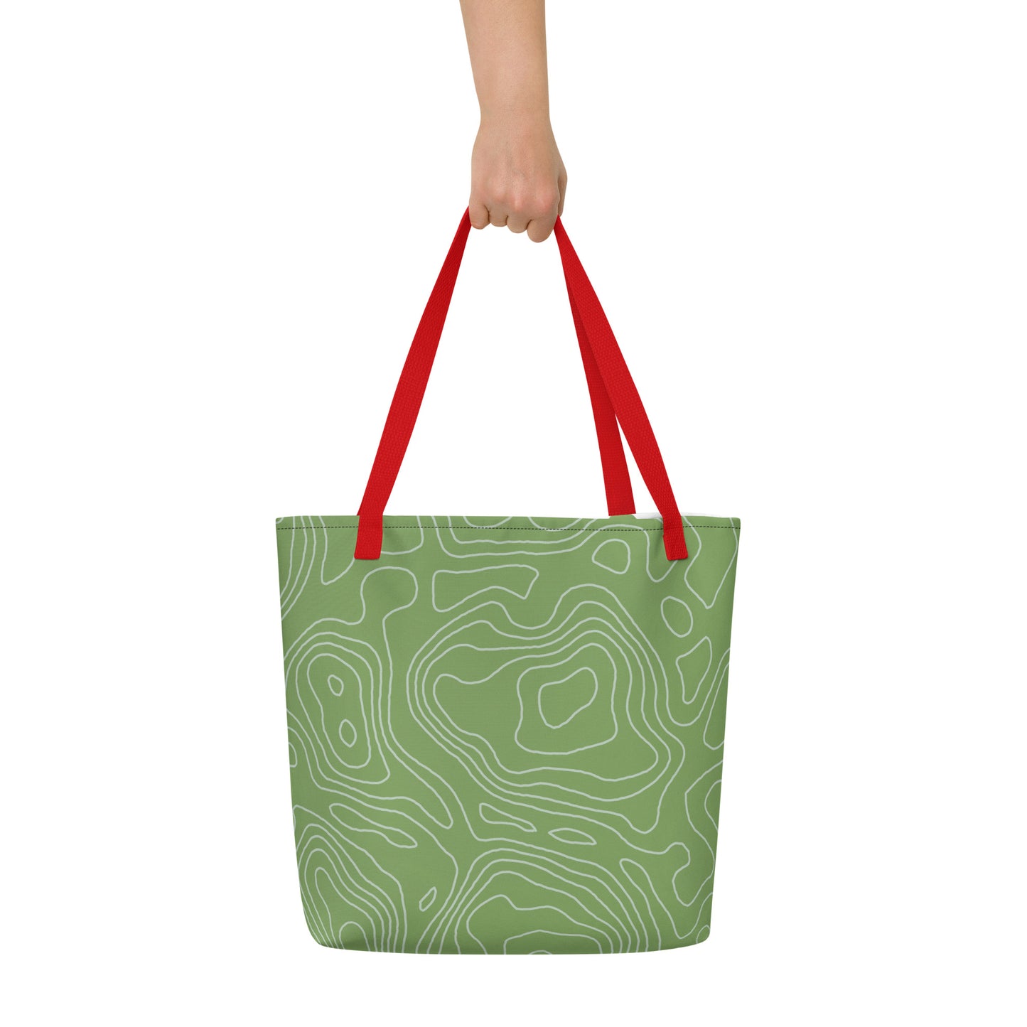 I Love Learning All-Over Green Print Large Tote Bag