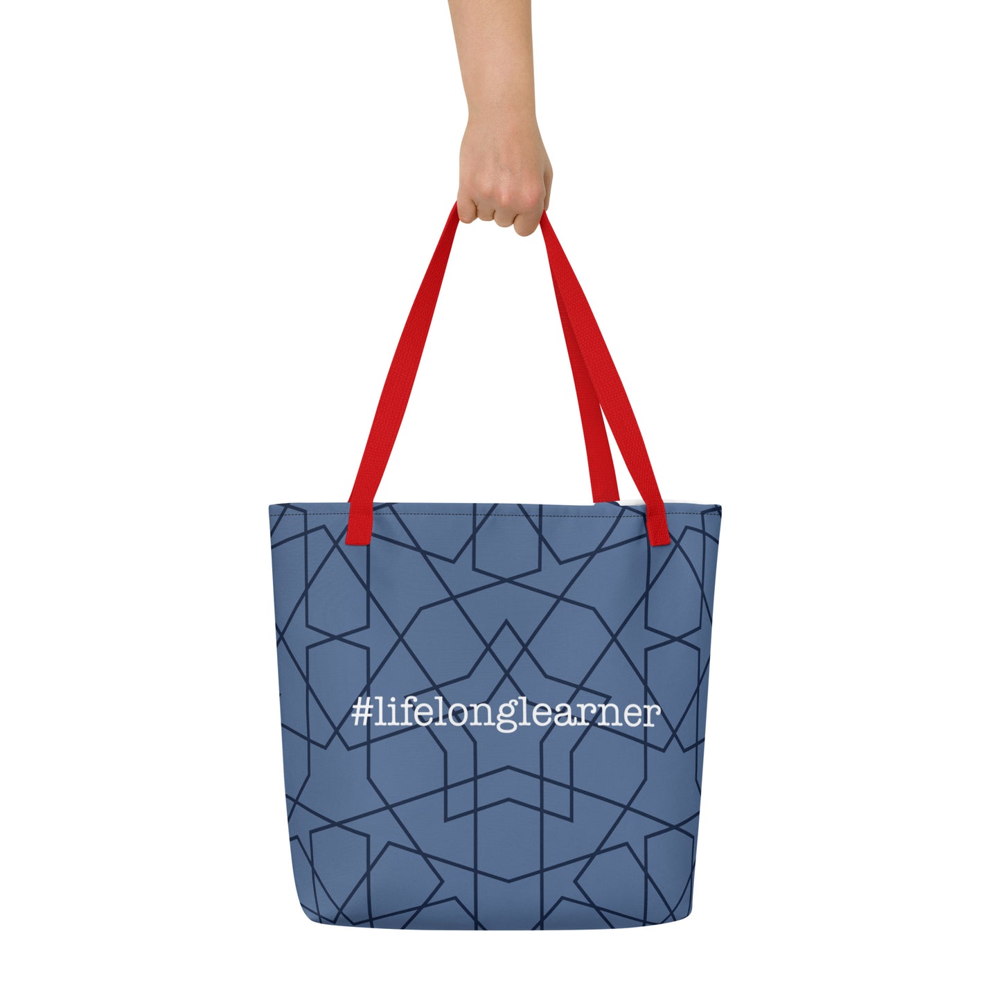 #LifeLongLearner Star All-Over Print Large Tote Bag