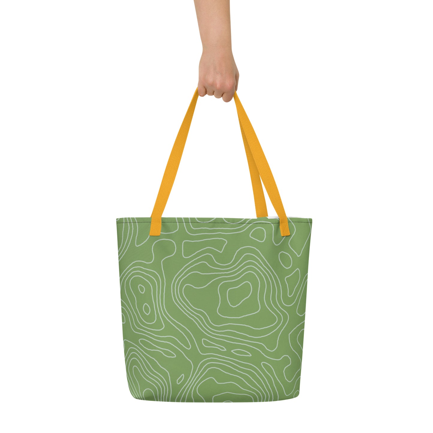 I Love Learning All-Over Green Print Large Tote Bag