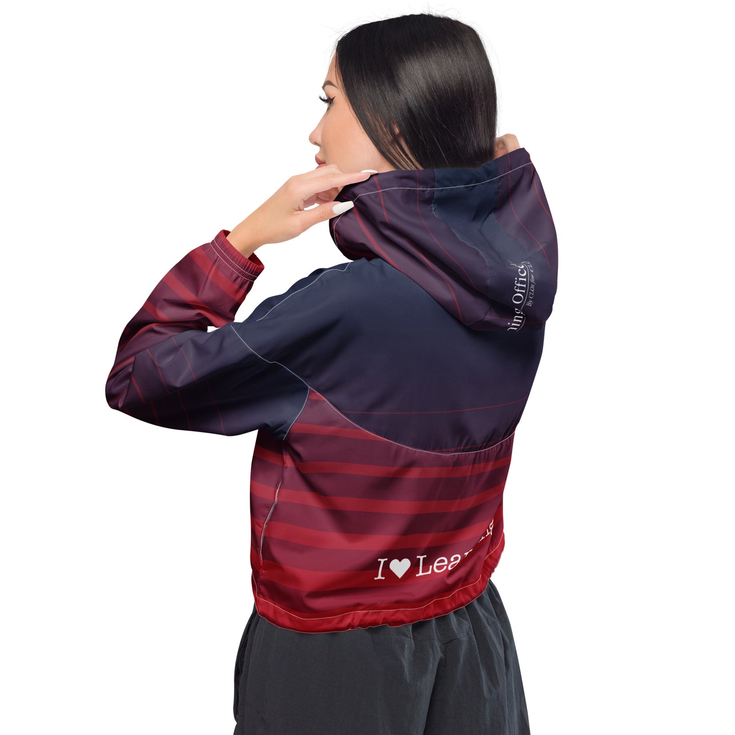 I Love Learning Red/Black Cropped Windbreaker
