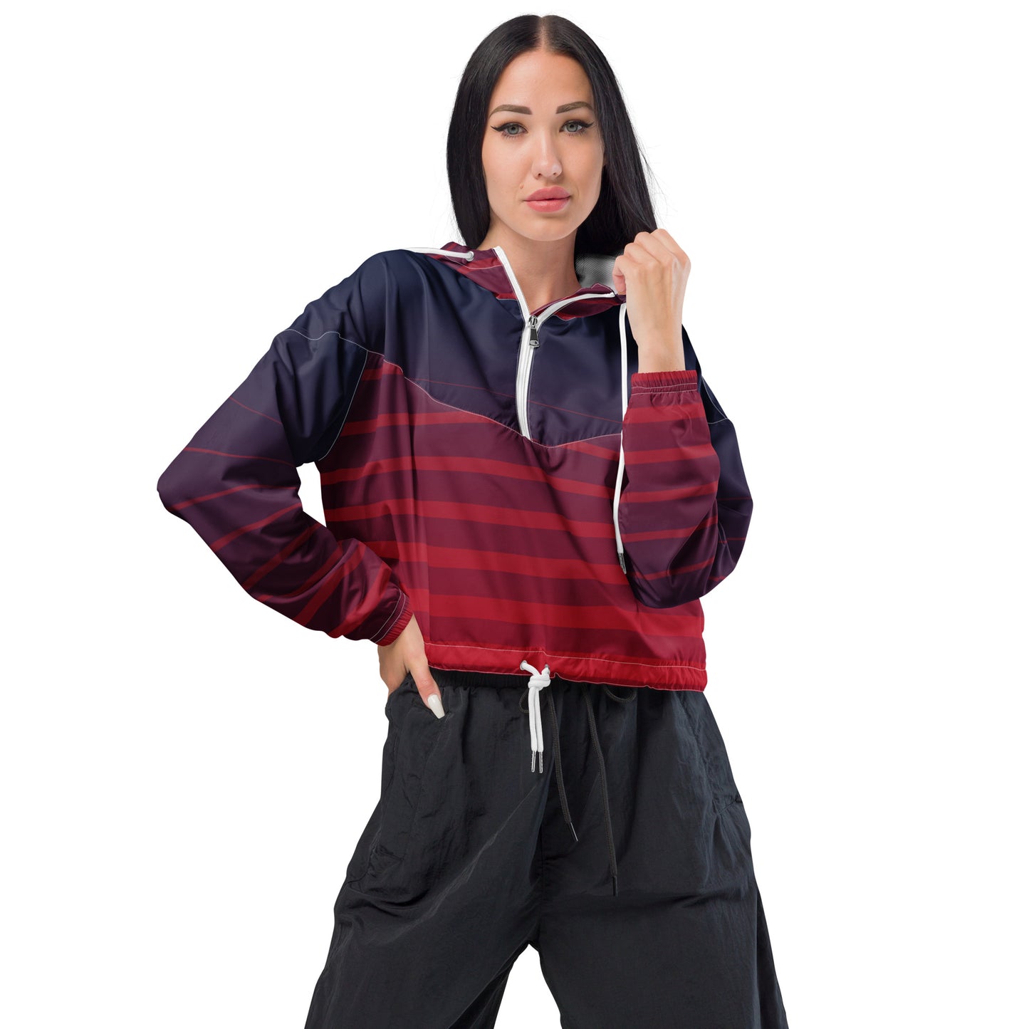 I Love Learning Red/Black Cropped Windbreaker
