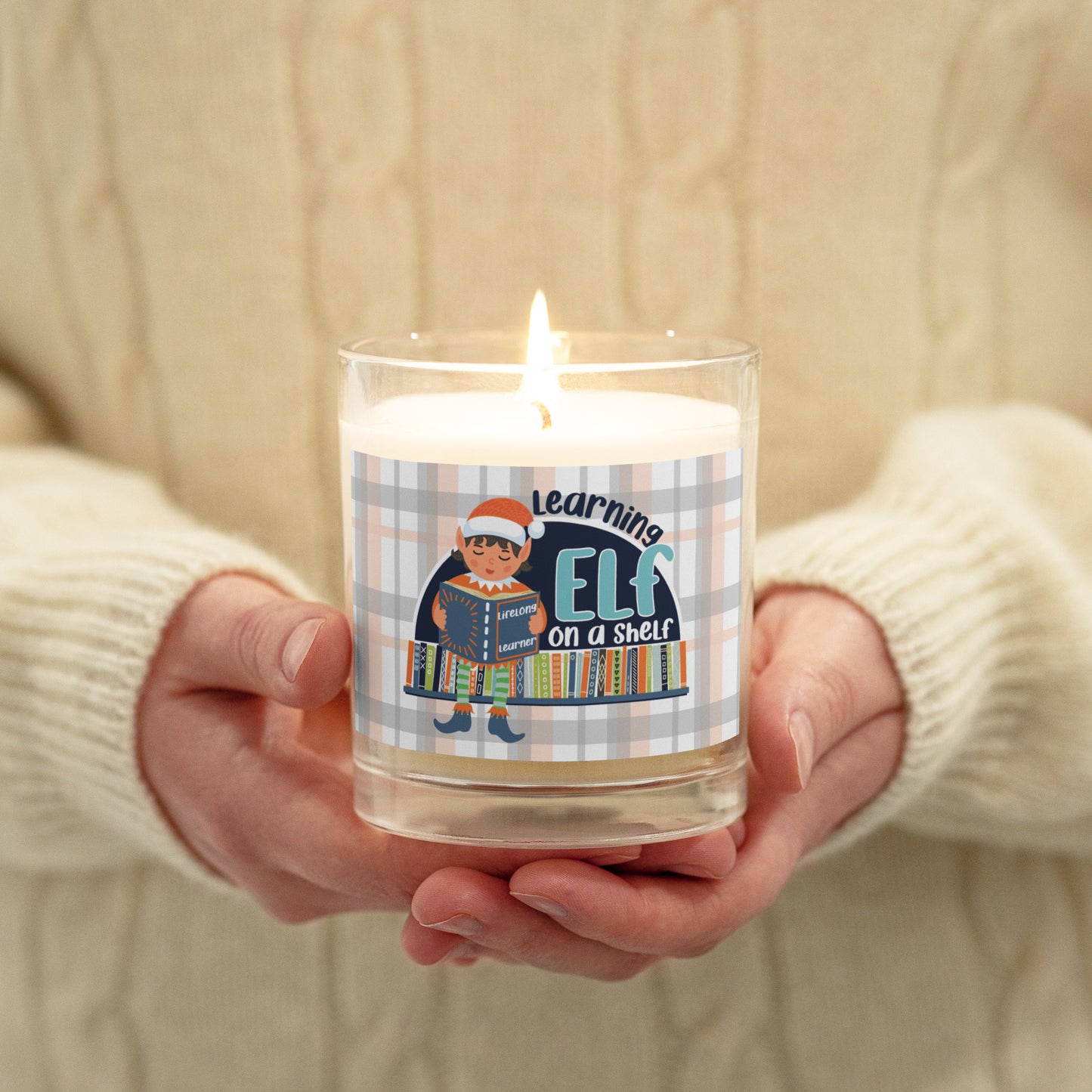 Learning Elf on a Shelf Glass Candle