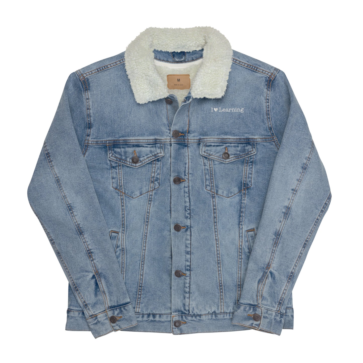 I Love Learning Unisex Denim Sherpa Jacket