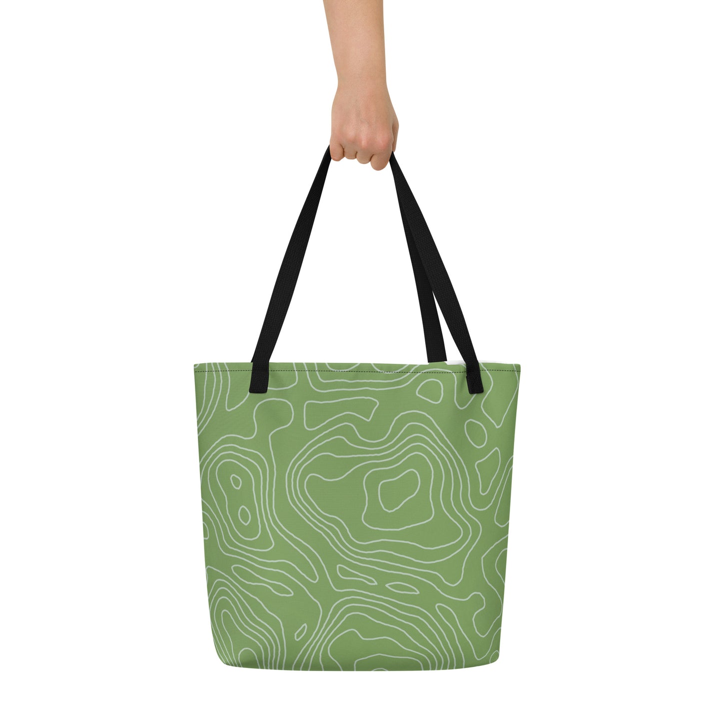 I Love Learning All-Over Green Print Large Tote Bag
